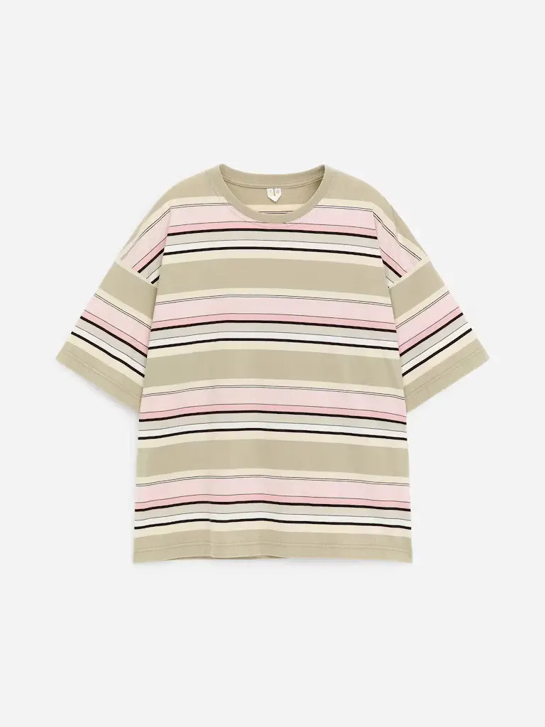 Striped Oversize Tee in Sage Stripe